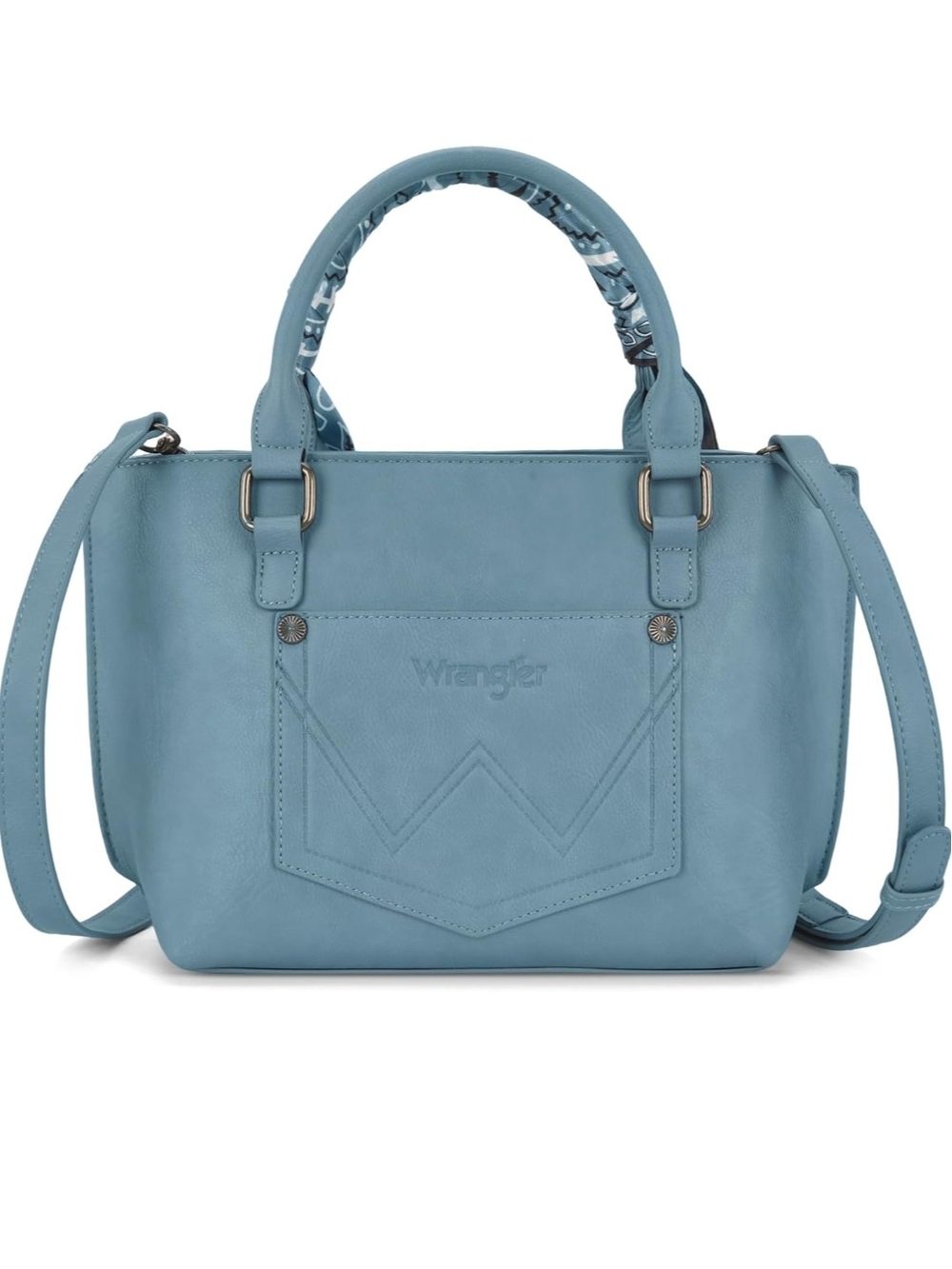Wrangler Light Blue Paisley-Trim Top-Handle Shoulder Bag - Picture 4 of 6